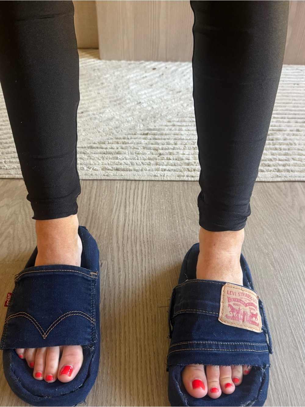 Levi's Women's Dark Blue Denim Slide Sandals